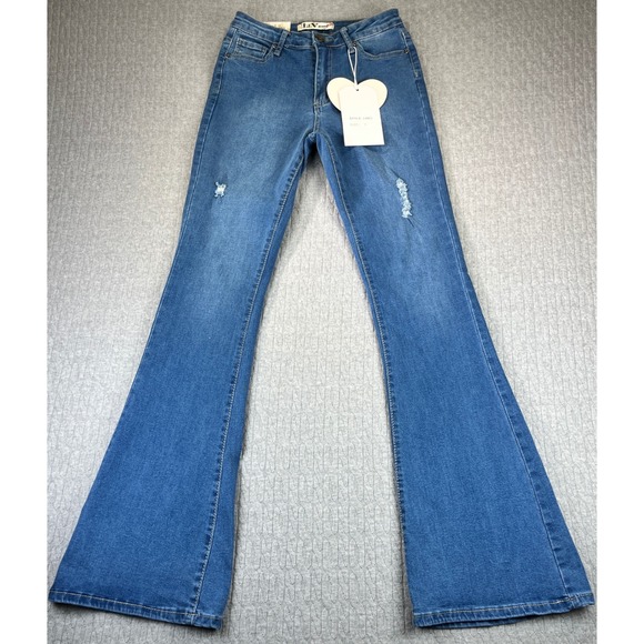 New with tags LEV Jeans Women  5/24X32 High Rise Flare Leg Distressed bootcut - Picture 1 of 13
